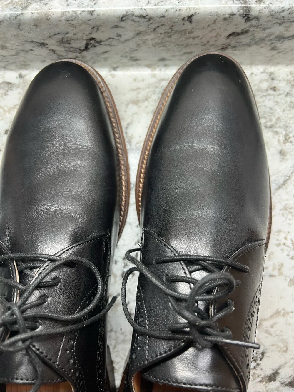 Johnston & Murphy Black Leather Wingtip Derby Shoes US11.5 excellent